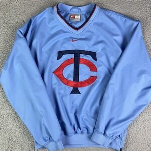 Nike Team Minnesota Twins Windbreaker Jacket Blue Center Swoosh Size Medium